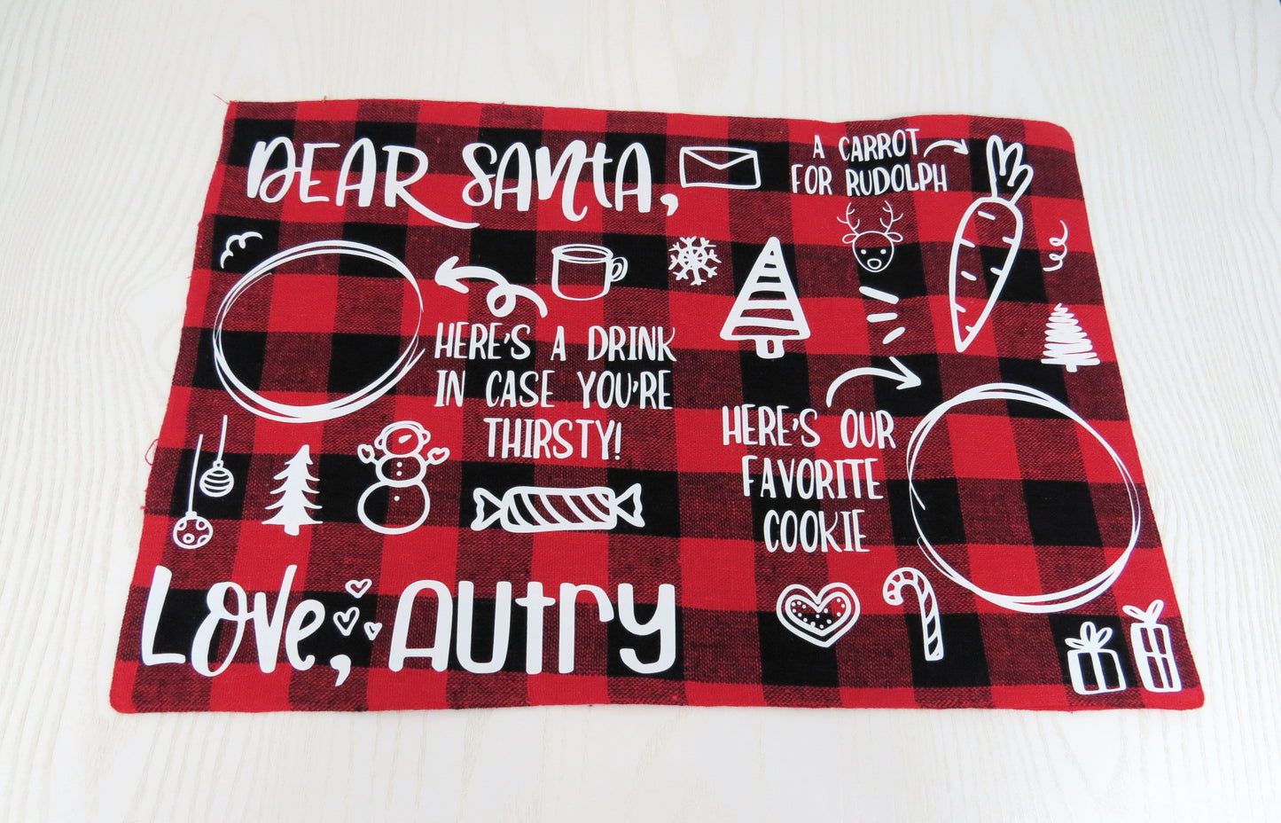 Santa Placemat - Santa Place Mat - Dear Santa Placemat - Buffalo Plaid Placemat - Cookies for Santa Plate - Milk and Cookies Placemat