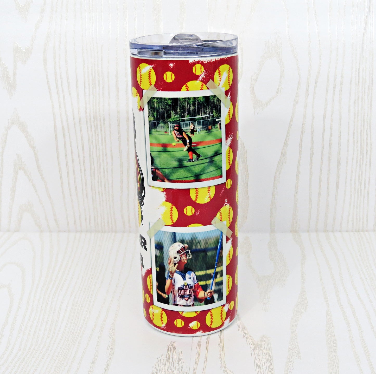 20 oz Stainless Steel Softball Mom Tumbler - Mama Appreciation Week Tumbler Gift - Girls Sports Tumbler Mother Player Custom with Pictures