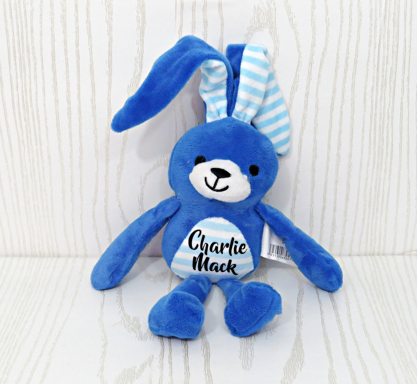 Long Ear Striped Easter Bunnies Personalized - Personalized Bunny - Plush Easter Gift Kids - Easter Basket Stuffers - Easter Decor - Custom Stuffed Bunny – Home Decor