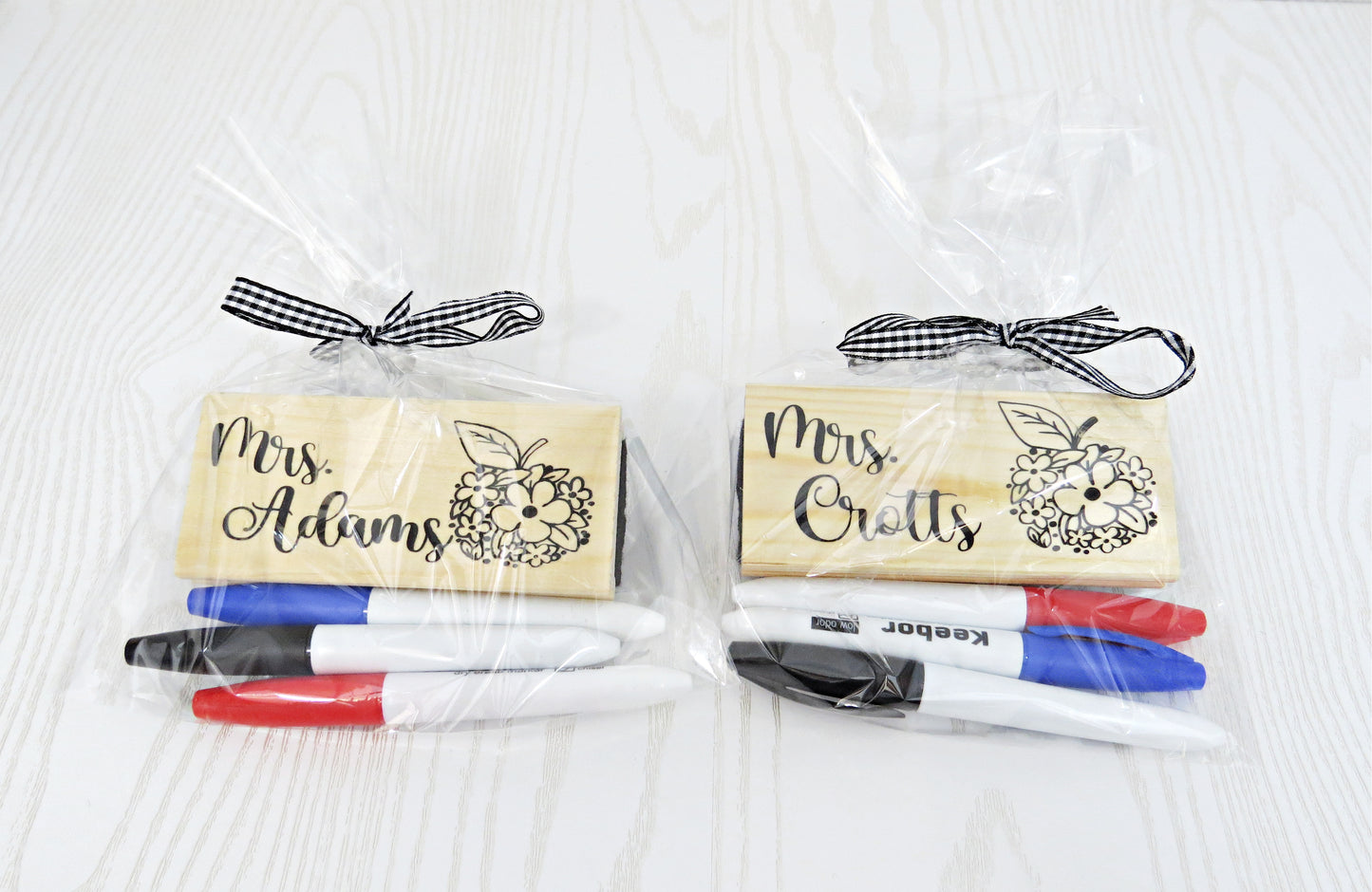 Teacher Appreciation Gift – Personalized Eraser Set Wood - Thank you Gift - Care Package - Custom End of School Year Week - Chalk Board Chalkboard Dry Erase