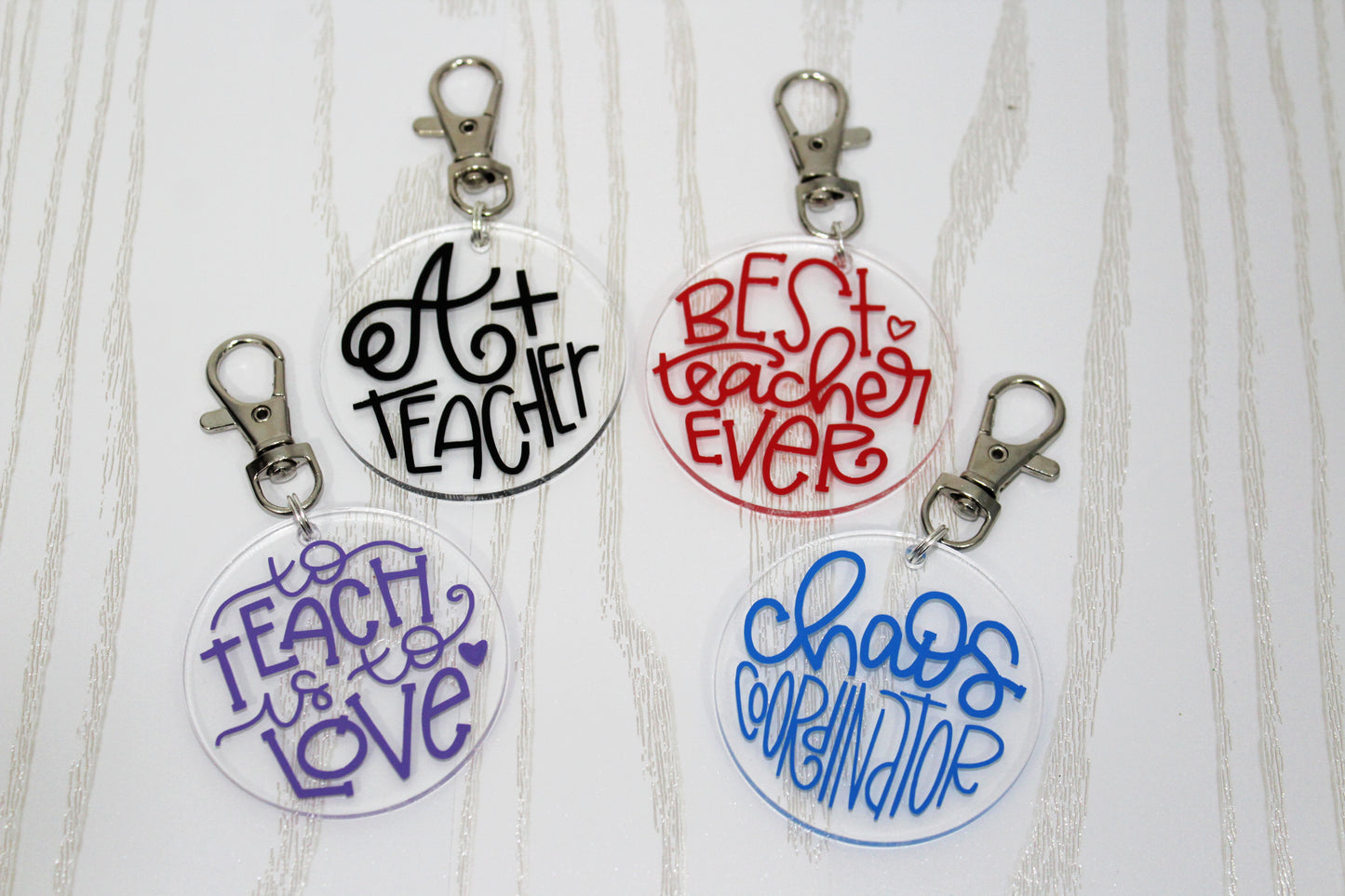 Teacher Love Inspire Printed Key Chains Teacher's Day Gift Keychain Circle  Acrylic Keyring Graduation Thanks Gifts for Teacher