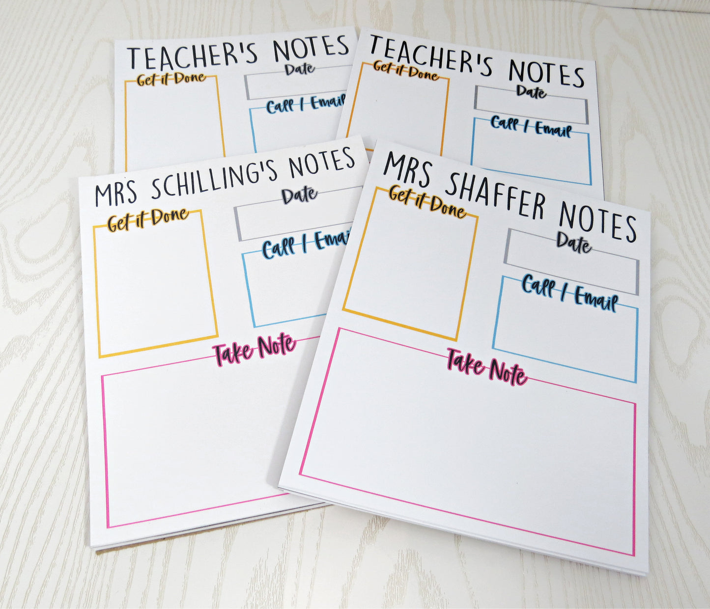 Personalized Teacher's Notes Notepads - Custom Appreciation Teacher Gifts & School Supplies - 52 Tear Away Sheets Yearly - Great for Classroom or Home Use - Weekly Planner Note Pad