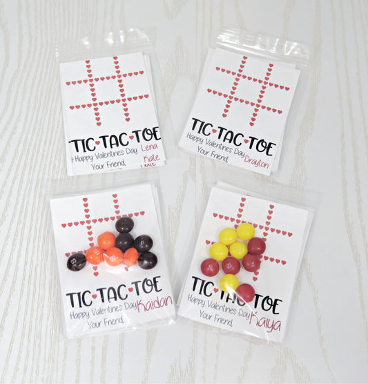 Personalized Tic Tac Toe Valentines Day Cards - Unique Valentines Gift for Kids School- Just Add Candy Greeting Cards - Gift for Him Her Boy Girl Note