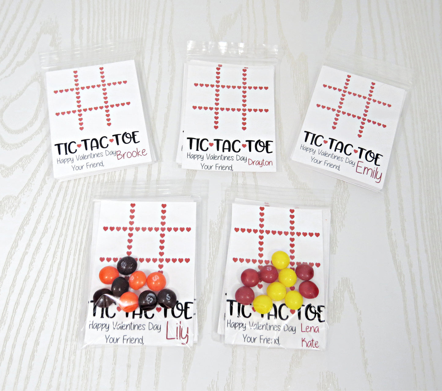 Personalized Tic Tac Toe Valentines Day Cards - Unique Valentines Gift for Kids School- Just Add Candy Greeting Cards - Gift for Him Her Boy Girl Note