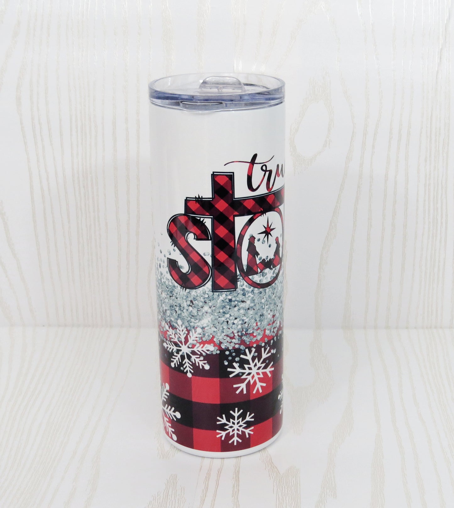 20 oz True Story Nativity Stainless Steel Skinny Tumbler - Includes Straw and Lid – Holiday Gift Secret Santa - Winter Themed Church