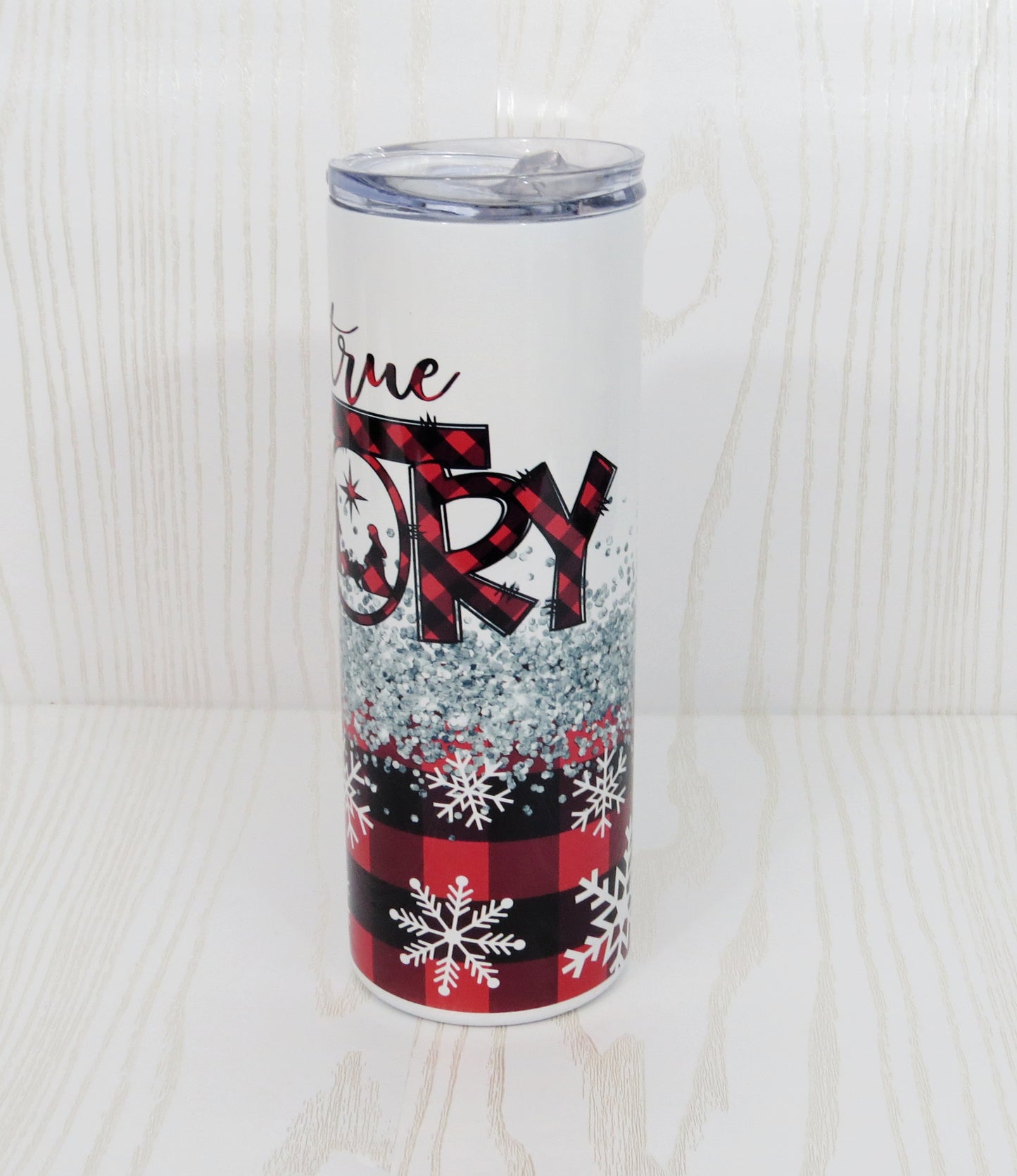 20 oz True Story Nativity Stainless Steel Skinny Tumbler - Includes Straw and Lid – Holiday Gift Secret Santa - Winter Themed Church