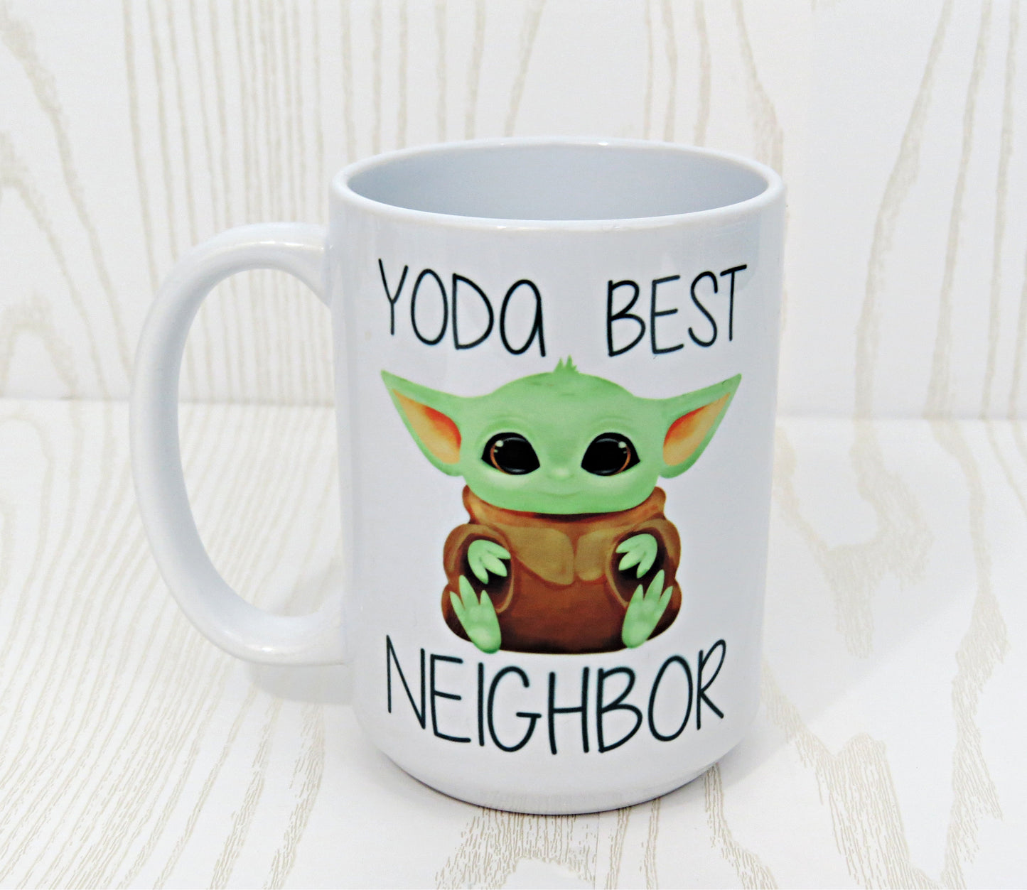 Best Neighbor Coffee Mug 15 oz - Holiday Gift - Green Humanoid Alien Mug